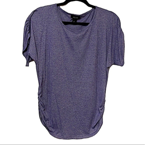 S Alyx Ruched Gathered Short Sleeved Heather Blue / Purple Tied‎ Lace Up Shirt